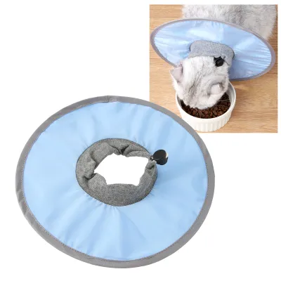 Image de Collier de protection pour chats, étanche et réglable - protection contre les fuites et collier post-opératoire, bleu clair (taille M)