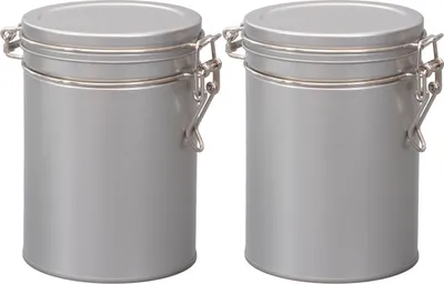 Produktbild von tea4chill Teedosen / Kaffeedosen / Vorratsdosen Set „Silver Round“, 2 Dosen je 200g, Bügelverschluss