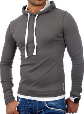 Produktbild von Reslad Sweatshirt Herren Pulli Pullover RS-1003 Anthrazit-Weiß S