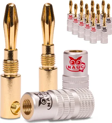 Produktbild von Bananenstecker 4mm NAUC 16x schraubbar vergoldet Lautsprecherkabel Profi Stecker