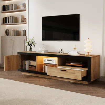 Produktbild von Odikalo TV-Schrank TV-Bank Fernsehschrank Lowboard Sideboard Kommode Medienschrank Natur