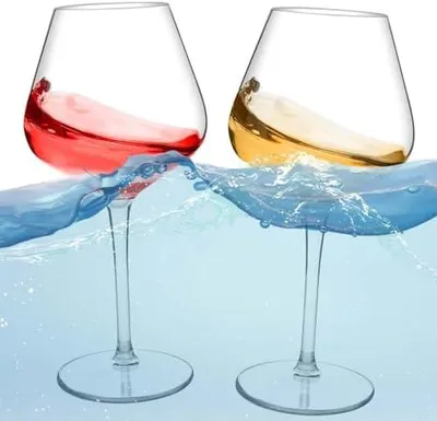 Produktbild von 2er Set Schwimmende Weingläser für Pool Tritan Weingläser Plastik Bruchsicher Sektgläser Schwimmender Swimming Pool Kunststoff Weinglas Picknick Wine Glass