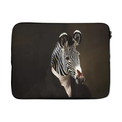 Produktbild von MuchoWow® Laptop Hülle 17 Zoll Laptoptasche Malerei - Zebra - Tierkopf - Zipper - Schutzabdeckung