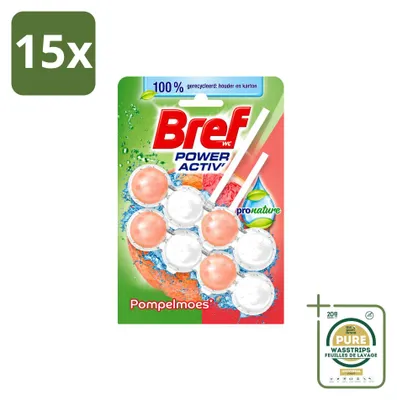 Produktbild von 15 x Bref Pronature Toiletblock Grapefruit 2 x 50 g - Vorratspackung - 15 Stücke