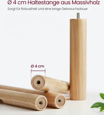 Produktbild von VASAGLE Garderobenständer, Kleiderständer Massivholz, Jackenständer Baumform, 8 Haken aus Kautschukholz, Naturbeige