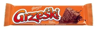 Zdjęcie produktu dla Grześki Toffi Wafel przekładany kremem o smaku toffi w czekoladzie mlecznej 36 g
