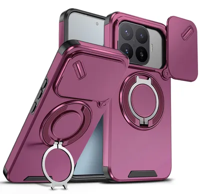 Obrázek produktu pro Dvouvrstvé pouzdro pro Xiaomi 17T, s posuvným krytem fotoaparátu a magnetickým kroužkovým stojánkem Třešňově