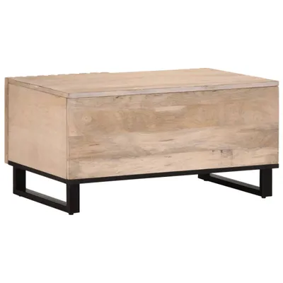 Image de Table basse blanc 80x51x40 cm bois de manguier massif