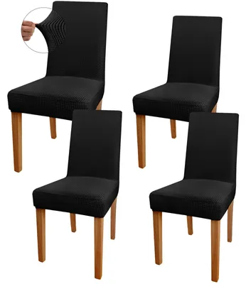 Produktbild von Stuhlhussen, 4-teiliges Set, Überzüge für Hochstühle, elastische Stuhlhussen, abnehmbare und waschbare Stuhlschoner für Zuhause, Küche, Hotel, Bankett, Hochzeit, Restaurant, Party