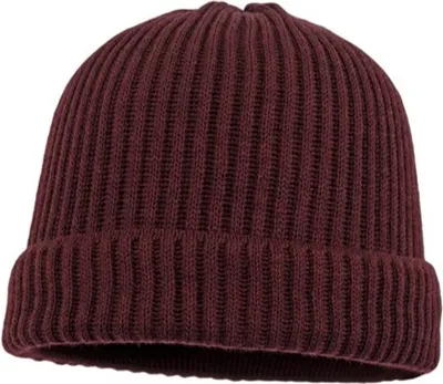 Balke XXL Rippen Strickmütze mit Umschlag 100% Merinowolle in rot