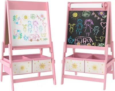 Produktbild von AIYAPLAY Kinder Staffelei 3 in 1 Kindertafel mit Kreidetafel Whiteboard Rosa