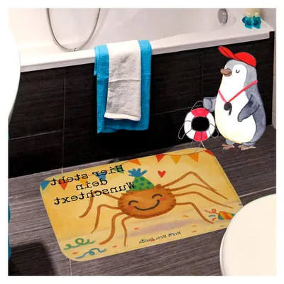 Produktbild von Personalisierter Badvorleger Spinne Agathe Party Design - Geschenk, Selbst Gestalten, Glück, Badematte, Bedrucken, personalisiert, Motivation, Wunder, Selbstliebe, Duschvorleger