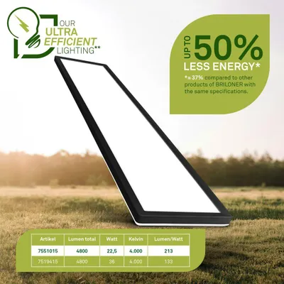 Immagine prodotto di Briloner Lampada da soffitto a LED 98 cm, CEE A sorgente luminosa*, piatta, luce indiretta, lampada da salotto, pannello LED, lampada da cucina, 98x20x3 cm, bianca