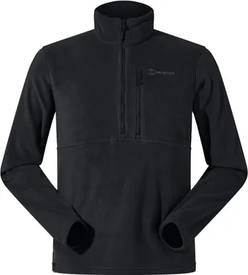 Schwarze Polartec-Fleecejacke mit halbem Reißverschluss von Berghaus; geeignet als Midlayer für Herren.