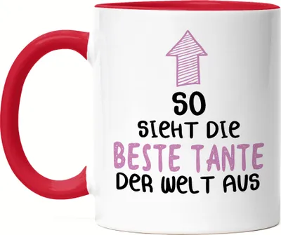 Produktbild von So Sieht Die Beste Tante Der Welt Aus Tasse Rot Lustig Geschenkidee Geschwister Geburtstag Nichte Neffe