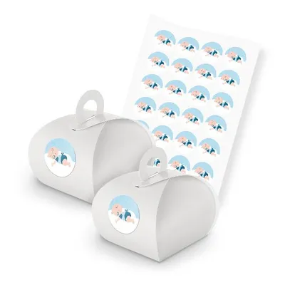 Produktbild von itenga SET 24x Geschenkschachtel mit Griff weiß + Stickerbogen (Motiv 147)