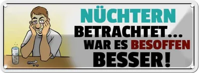 Produktbild von vianmo Blechschild 10x27 cm Besoffen war es besser Dekoration Spruch Zitat