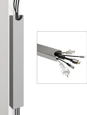 Produktbild von Desktronic Magnetischer Kabelkanal Schreibtisch, 37x5x2,5cm, Hochwertiger Stahl, Kabel Organizer für Kabelführung Grau