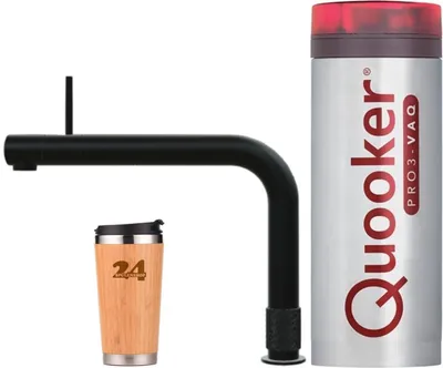 Obrázok produktu pre "QUOOKER FRONT VAQ PRO3 Black & 100°C batéria (3FRONTBLK)" (2-St) Drezová batéria s funkciou 100°C vriacej vody *Vrátane termohrnčeka