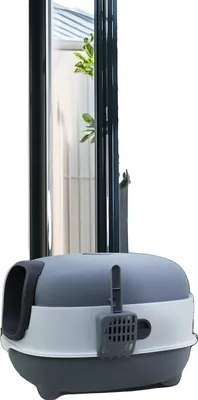 Obrázek produktu pro Box na kočky, snadno čistitelný design, přístup zepředu, šedý