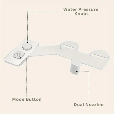 Produktbild von Newiner Bidet-Aufsatz, nicht elektrisch, einstellbarer Wasserdruck, einziehbare selbstreinigende Doppeldüsen, Weiß, 0,5 cm dick, schlankes Profil, elegantes Druckknopf-Bedienfeld, kompatibel mit 99% Standardtoiletten, schnelle Installation, zwei Wassermodi (Vorder- & Rückseitenreinigung)