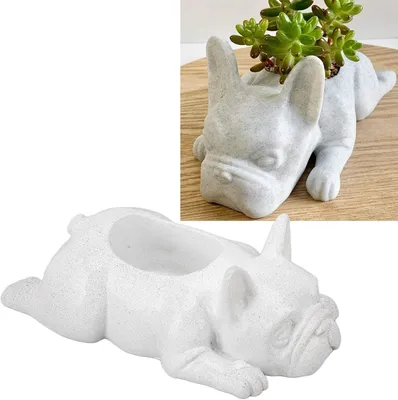 Produktbild von Harz-Übertopf in Hundeform für Sukkulenten, Blumentopf und Tischdekoration im Büro