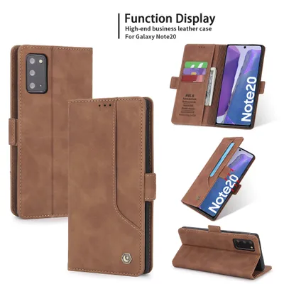 Obrázek produktu pro RetroPolyuretankožené pouzdro pro Samsung Galaxy Note 20 / Note 20 5G peněženkový design pouzdro s držákem na karty a stojánkem Hnědý