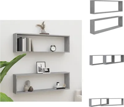 Obrázok produktu pre vidaXL Nástenné police 2 ks Sivá Sonoma 100x15x30 cm Materiál na báze dreva - Nástenné police