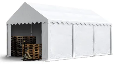 Produktbild von TOOLPORT Lagerzelt 3x6 m Industriezelt Unterstand PVC Plane 750 N weiß mit Bodenrahmen
