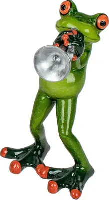 Produktbild von Frosch Musiker Trompete Lurch Gecko Echse Kröte Deko Tier Figur König Skulptur
