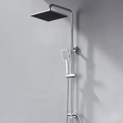 Produktbild von Regendusche ohne Armatur, Duschgarnitur mit Regendusche Quadratischer Duschkopf 25cmx25cm, Regenwalddusche Höhenverstellbar Duschstange von 74-109cm