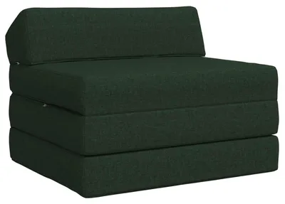 Image de Canapé-lit pliant vidaXL, vert foncé, 200 x 70 x 10 cm, tissu