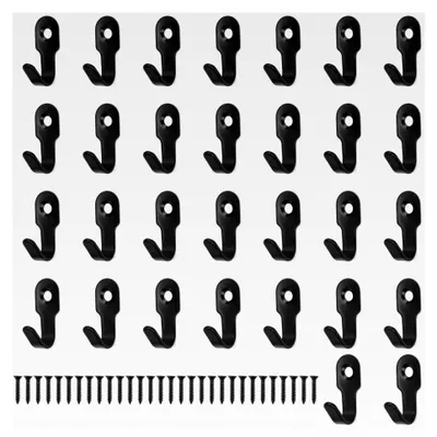 Produktbild von 30 Schraubhaken, 27 mm Edelstahl Wandhaken Schwarz, Kleine Schraubhaken im Vintage-Stil für Flur, Schlafzimmer und Wohnzimmer