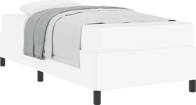 Zdjęcie produktu dla vidaXL Rama łóżka z materacem biała 100 x 200 cm tkanina