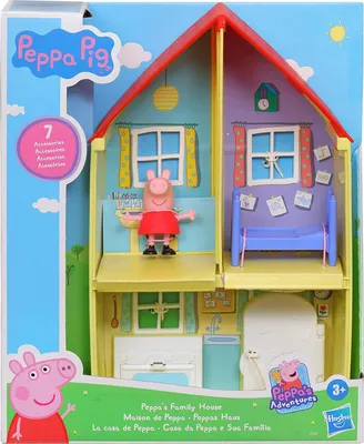 The image shows the packaging of a Peppa Pig Family House playset.