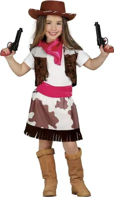 Produktbild von Fiestas Guirca - Cowgirl-Kostüm für Mädchen Set FG1208 (104) (Braun/Weiß)