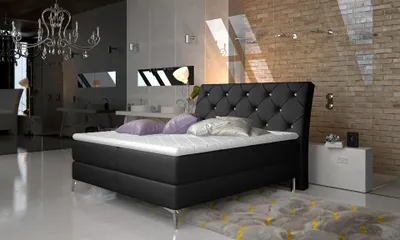 Produktbild von Kontinentales Bett mit Stauraum 160x200 LIGNORA - schwarzes