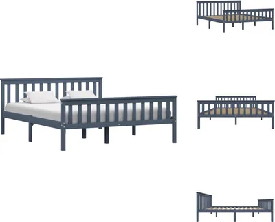 Produktbild von vidaXL Massivholzbett Grau Kiefer 160x200 cm -  Betten & Bettgestelle