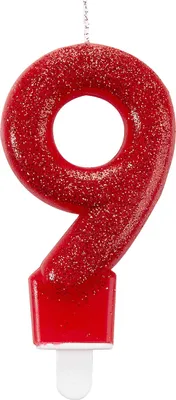 Produktbild von Glitzernde Tortenkerze 9 in Rot