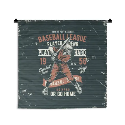 Obrázek produktu pro MuchoWow® Tapiserie Věšení na zeď Vintage - Skeleton - Baseball 150x150 Tapiserie dekorace Nástěnná šála