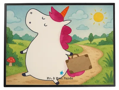 Produktbild von Mr. & Mrs. Panda schreibtischunterlage Einhorn Koffer Design - Weiß - Geschenk, Lustig, schreibtischunterlagen, Unicorn, Reise, Gepäck, Schreibunterlage, Einhörner