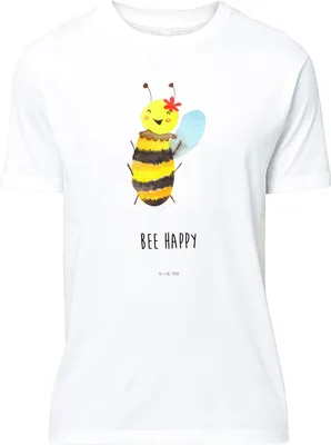 Produktbild von Mr. & Mrs. Panda S T-Shirt Biene Happy - Weiß - Geschenk, Jersey-Shirt, Lustiges, Tshirt, Shirt
