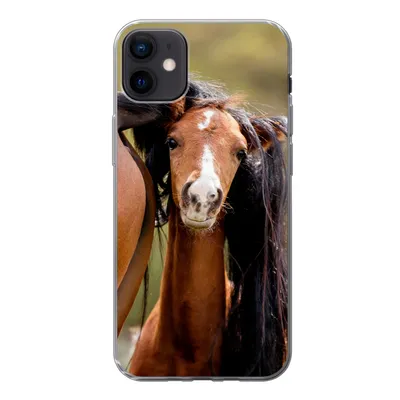 Produktbild von MuchoWow® Handyhülle Schutzhülle Hülle für iPhone 12 mini Pferde - Natur - Braun Silikon Softcase Handy Hülle - Bild