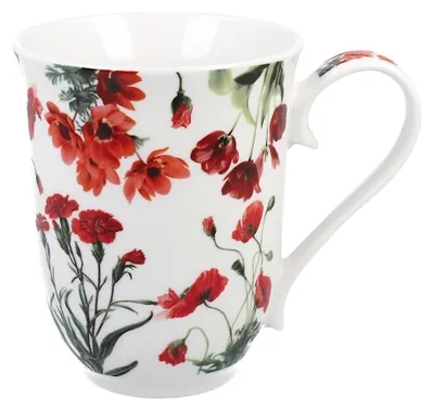 Zdjęcie produktu dla Kubek DUO Spring in bloom 460 ml RED FLOWERS w ozdobnym pudełku, porcelana New Bone China