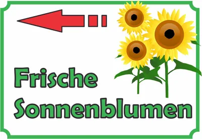 Produktbild von Sonnenblumen Verkaufsschild mit Pfeil links Hofladen Verkaufsförderung A5 (148x210mm)