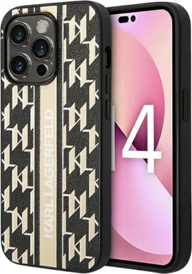 Obrázek produktu pro Karl Lagerfeld, Ochranné pouzdro Monogram Stripe Apple iPhone 14 Pro Max, černé