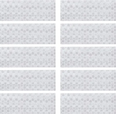 Produktbild von 10 Stück reflektierende Aufkleber, rechteckige Form, universell für Autos, weiß