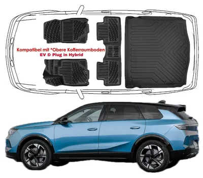 Produktbild von 3D Auto Fußmatten & Obere Kofferraumwanne Set Kompatibel mit Opel Grandland 2.Gen Electric ab 2024