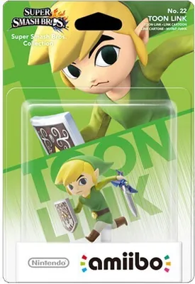 A packaged Nintendo amiibo figure of Toon Link from Super Smash Bros. Collection.