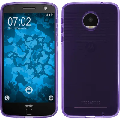 Produktbild von PhoneNatic Case kompatibel mit Lenovo Moto Z Force - lila Silikon Hülle transparent + 2 Schutzfolien